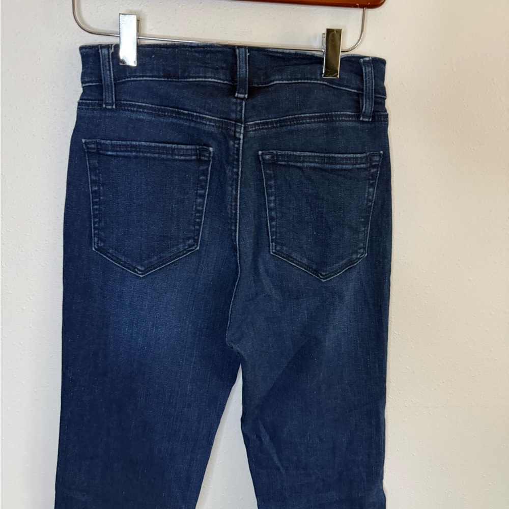 LOFT High Rise Slim Flare Jeans Size 25 Dark Wash Stretch Denim - Picture 6 of 12